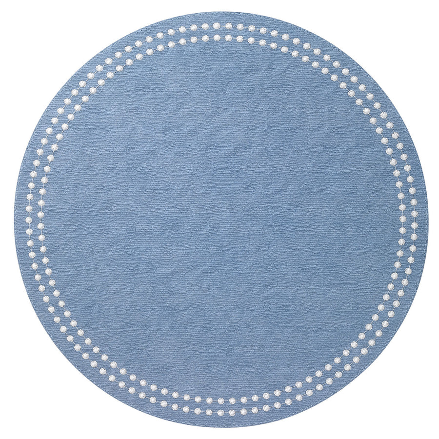 Pearls 15-Inch Round Embroidered Placemats Set of 4
