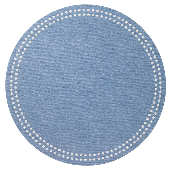Pearls 15-Inch Round Embroidered Placemats Set of 4