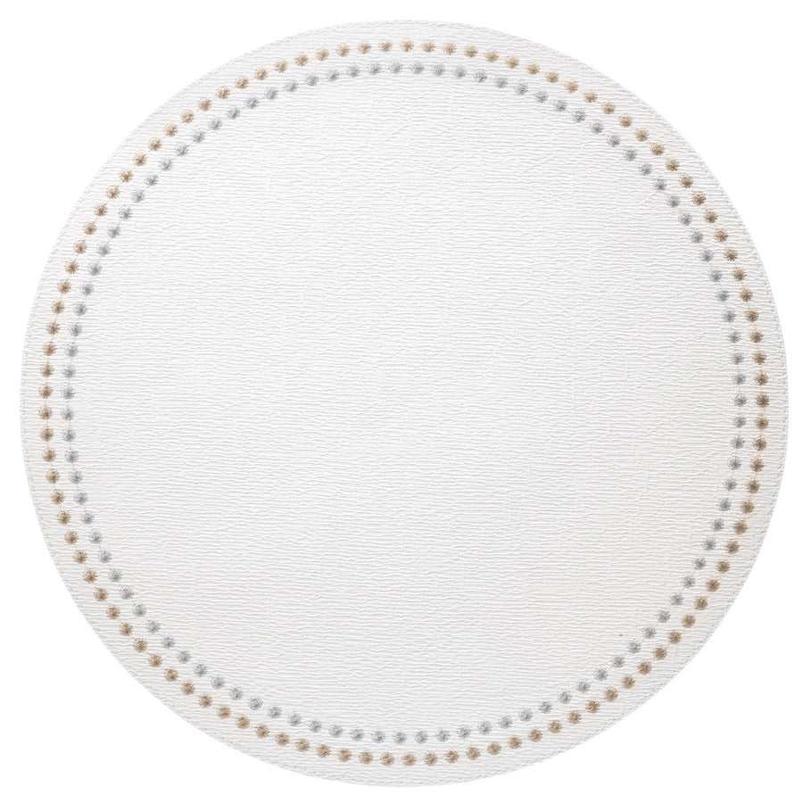 Pearls 15-Inch Round Embroidered Placemats Set of 4