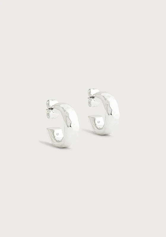 Farrier Huggie Hoop Earrings - Silver