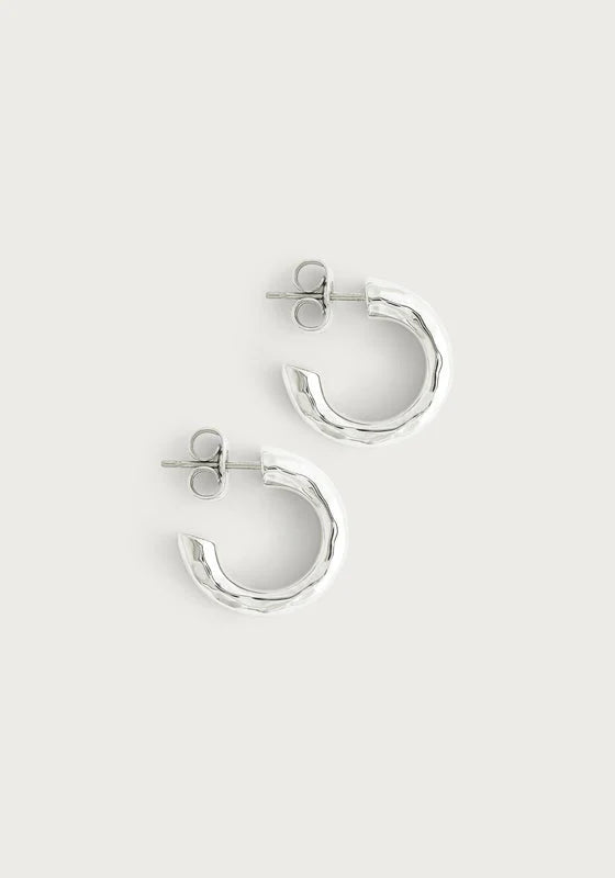 Farrier Huggie Hoop Earrings - Silver