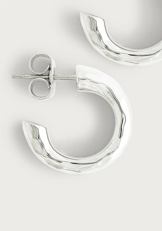 Farrier Huggie Hoop Earrings - Silver