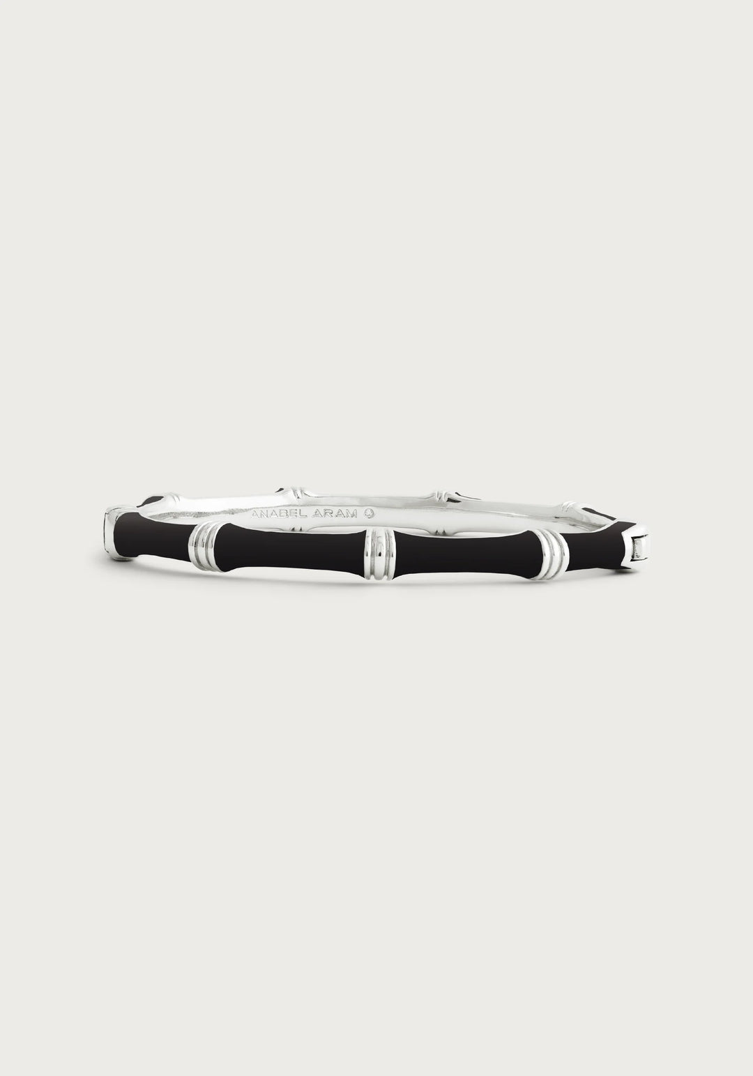 Bamboo Enameled Hinged Bangle- Silver