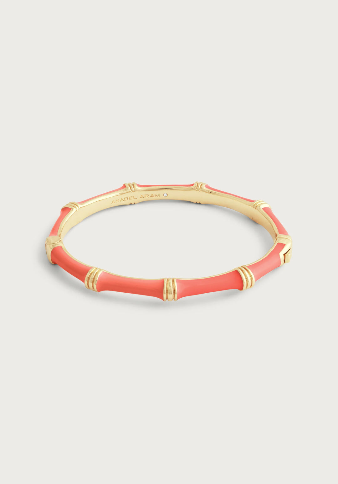 Bamboo Enameled Hinged Bangle Coral
