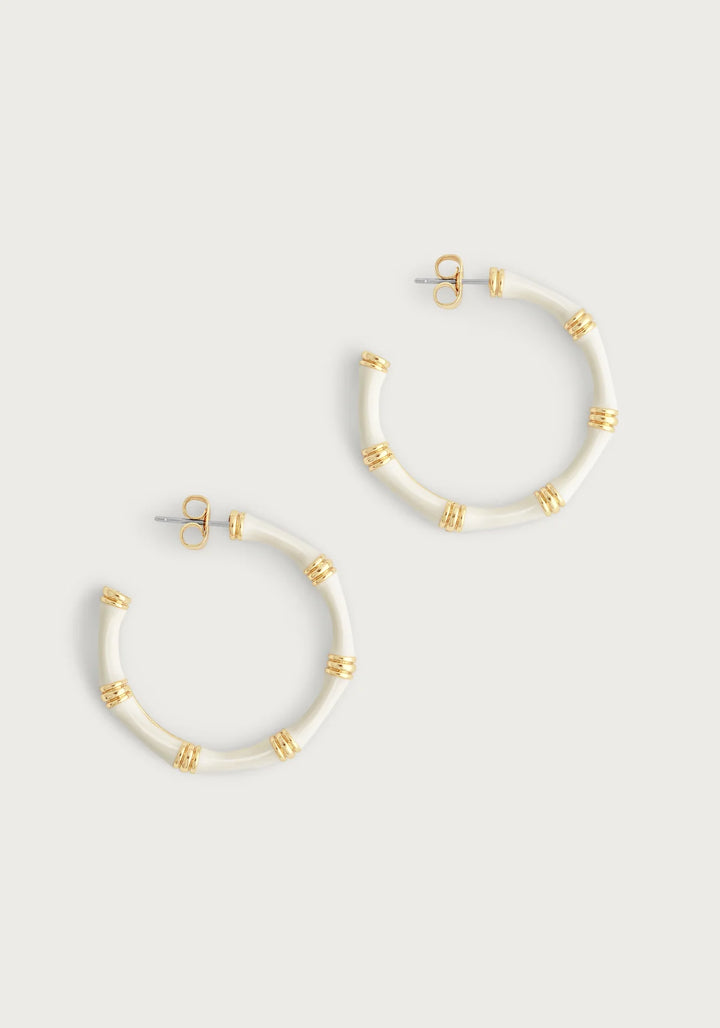Bamboo Enameled Hoop Earrings