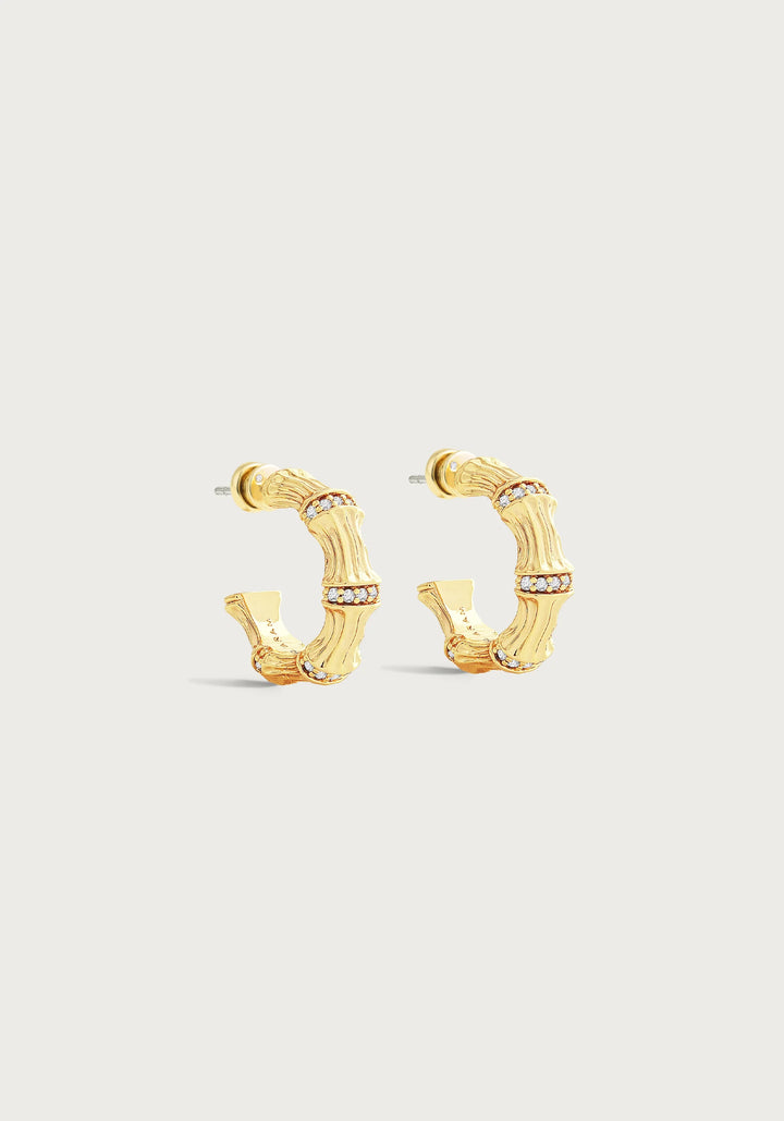 Bamboo Huggie Hoop Earrings