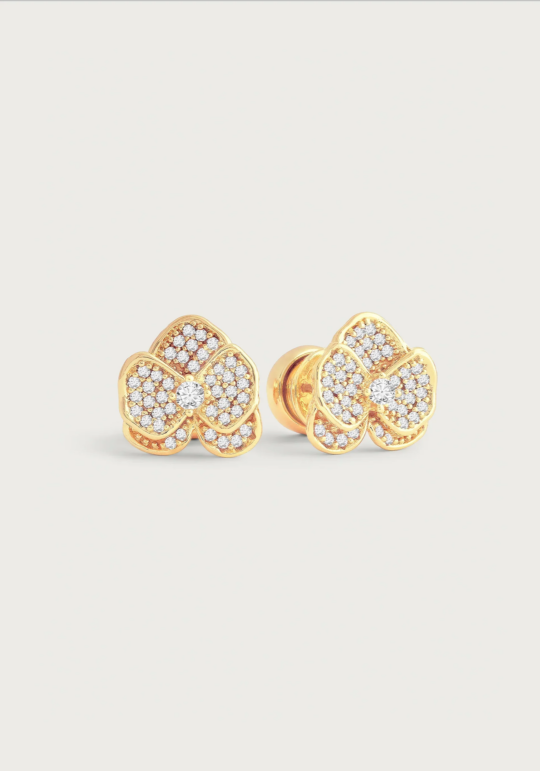 Orchid White Pavé Studs, Gold