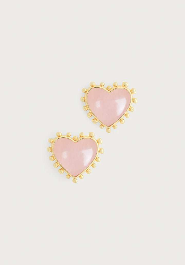 Heart with Stone Stud Earrings