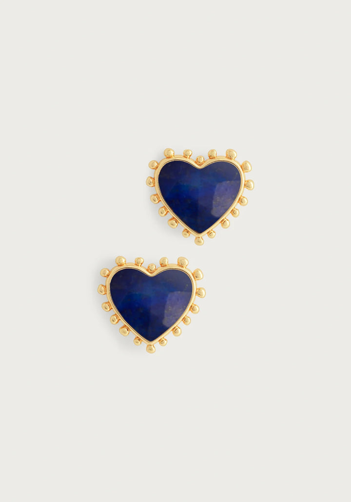 Heart with Stone Stud Earrings