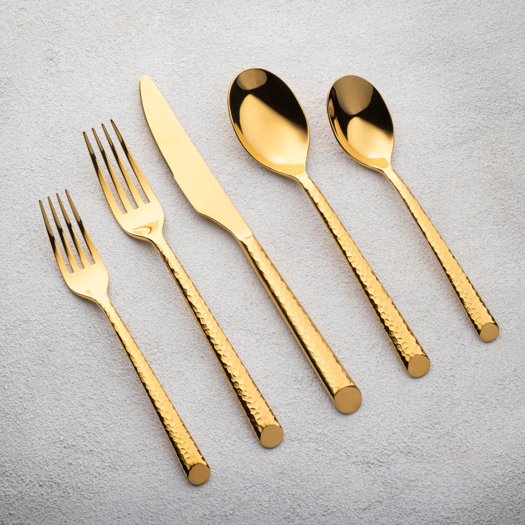 Vikko Crown - Onyx, Gold, 18/10 SS, Flatware, 20 Pc 
Set - Gift Box No Window