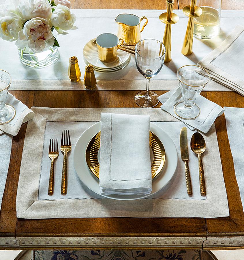 Filetto Placemats - Set of 4 (White/Gold)