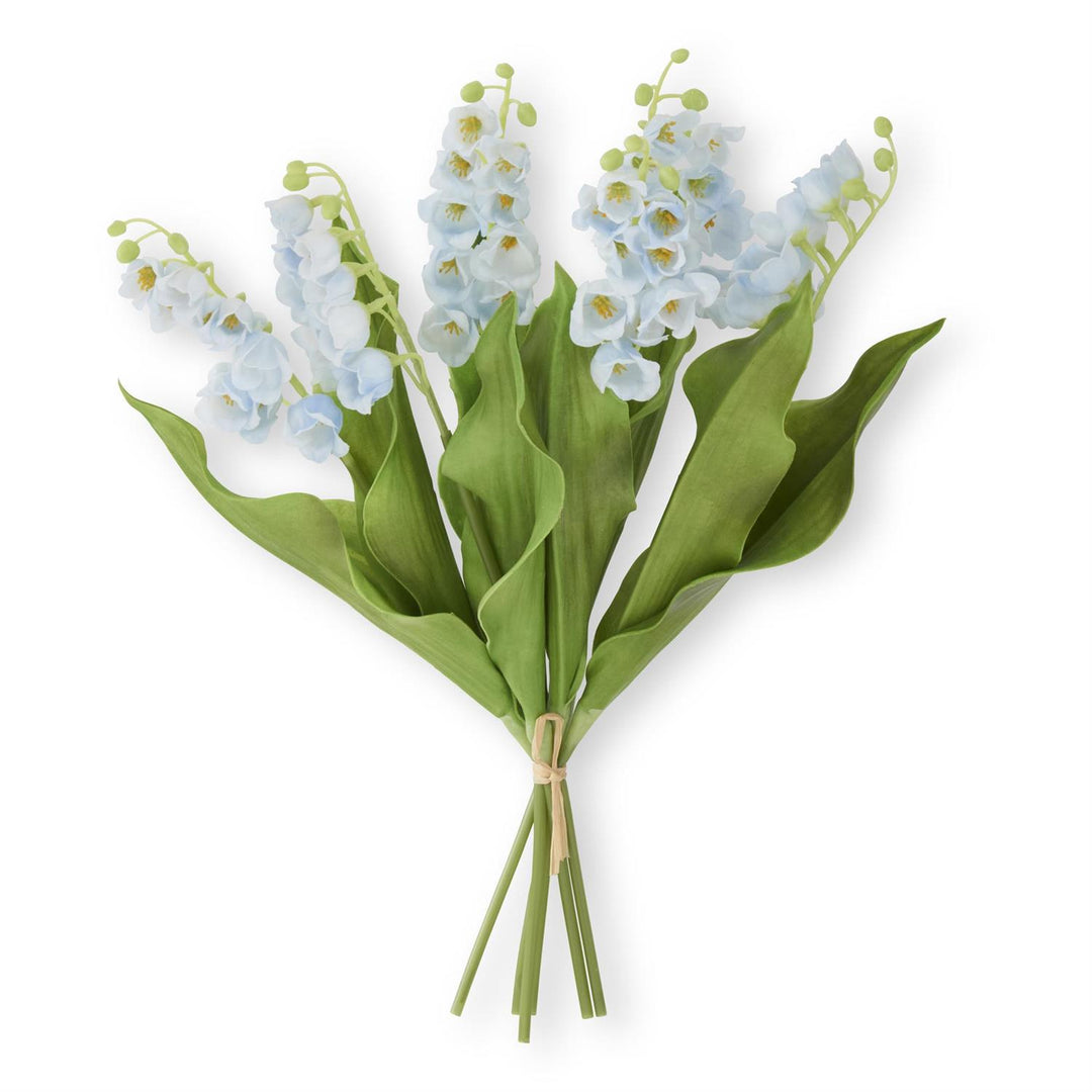 15 Inch Blue Real Touch Lily of The Valley Bundle (6 Stems)