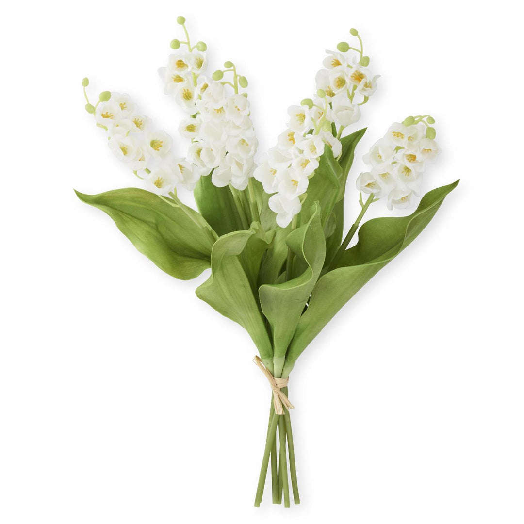 15 Inch White Real Touch Lily of The Valley Bundle (6 Stems)