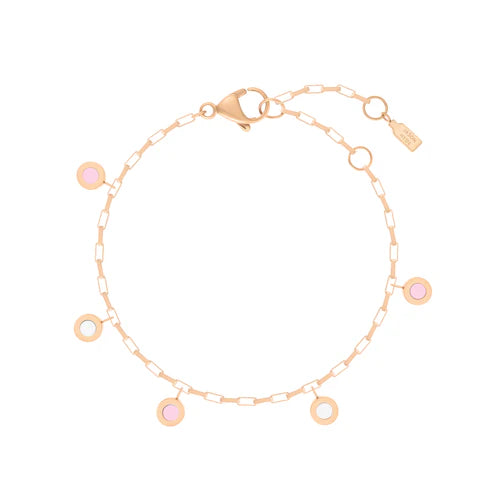 New Wave Hanging 5 Chips Light Pink And White Bracelet