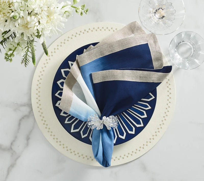 Dip Dye Napkin in Blue & White, Set of 4