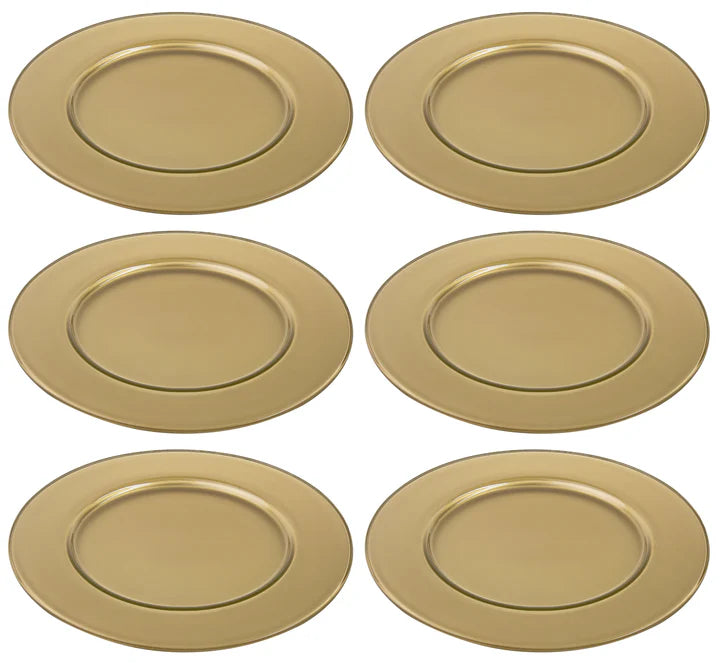 Opaque Charger Gold, 12.5"D, Set of 6