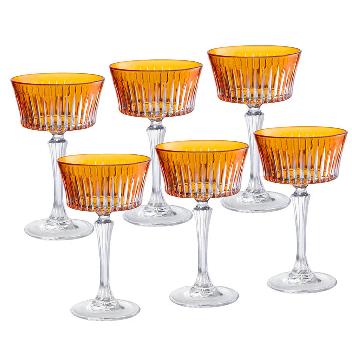 Onyx Champagne Coupe, Amber, 8.75 oz. Set of 6