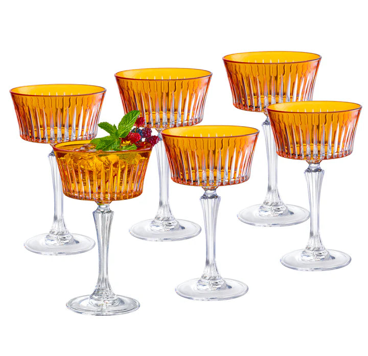 Onyx Champagne Coupe, Amber, 8.75 oz. Set of 6