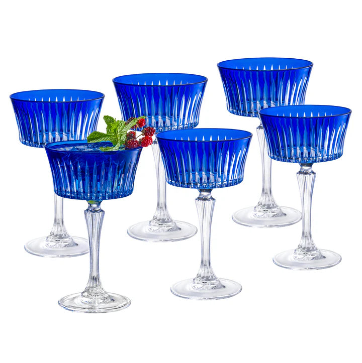 Onyx Champagne Coupe, Blue, 8.75 oz. Set of 6