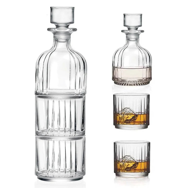 Purim Italian Crystal Decanter w/2 Glasses
