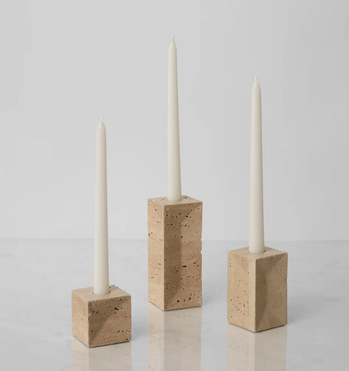 Travertino Candle Holders (Beige)