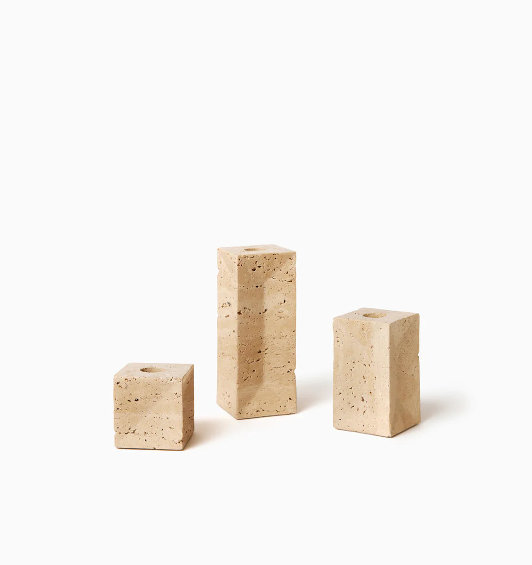Travertino Candle Holders (Beige)