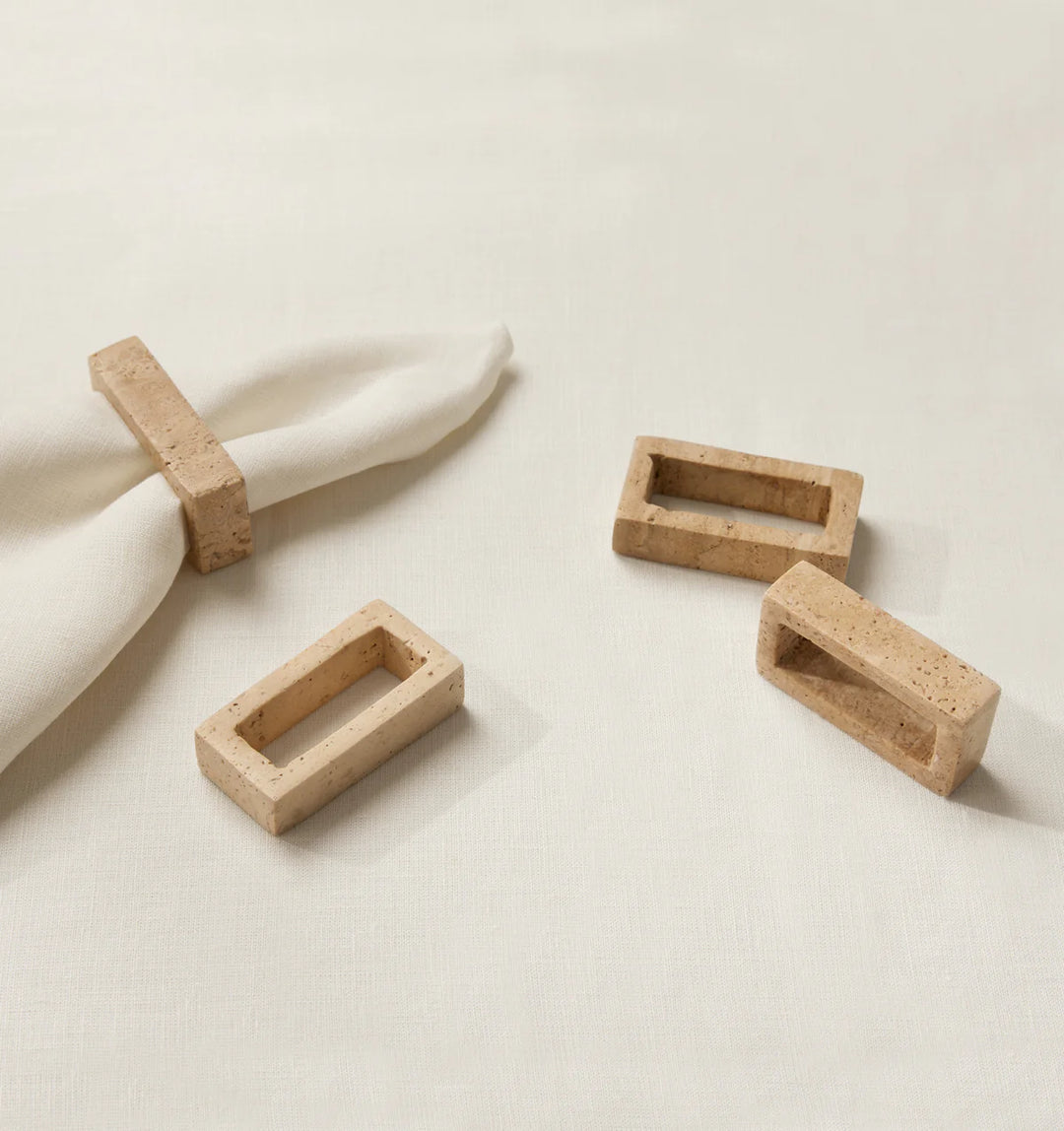 Travertino Napkin Rings (Beige)