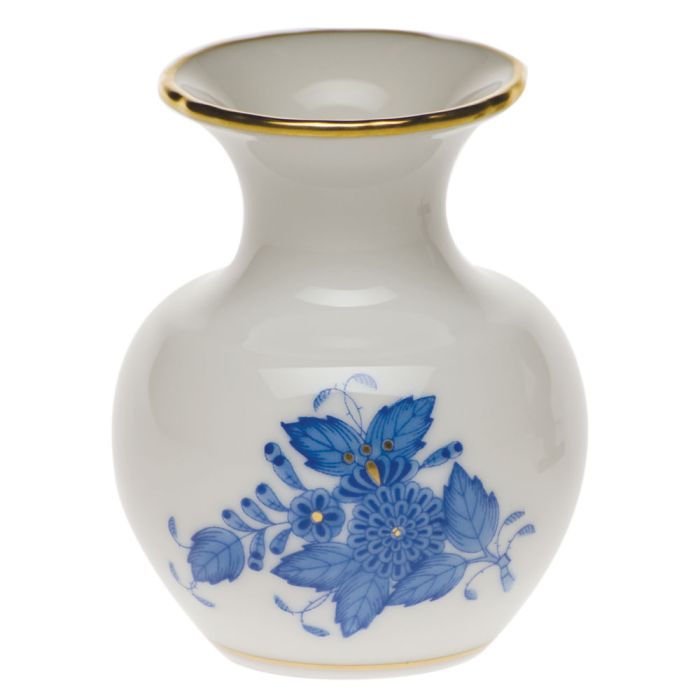 Chinese Bouquet Blue Medium Bud Vase with Lip
