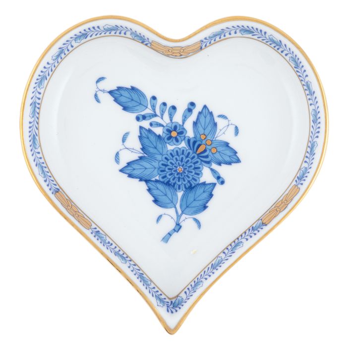 Chinese Bouquet Blue Small Heart Tray