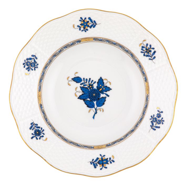 Chinese Bouquet Black Sapphire Rim Soup Plate