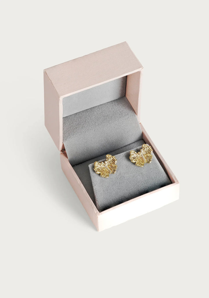 Butterfly Stud Gold Earrings