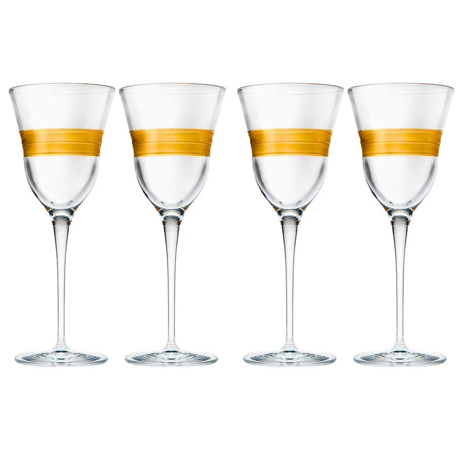 Abruzzo Gold Banded Wine Glass, Set of 4