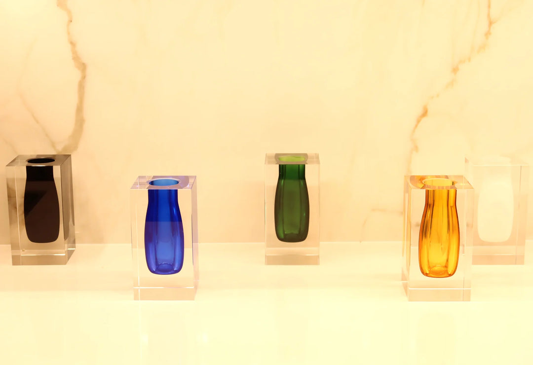 Double Wall Crystal Bud Vase Colored Inner