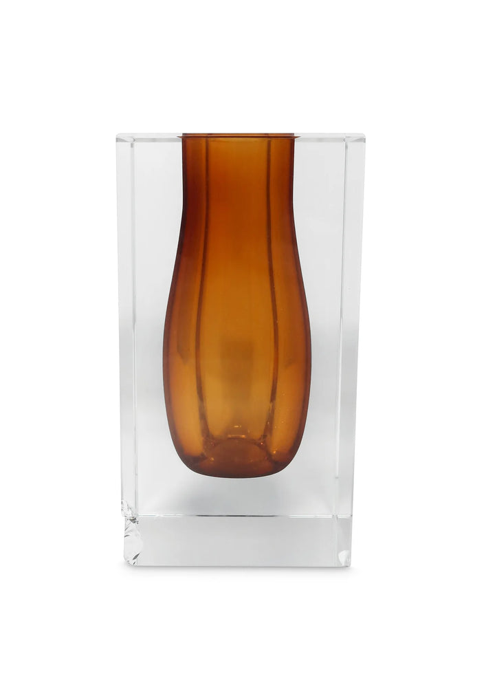 Double Wall Crystal Bud Vase Colored Inner