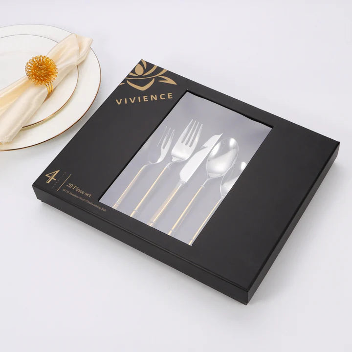 20 pc flatware set - Graduating Gold - Modern Tri-Angled Handl
