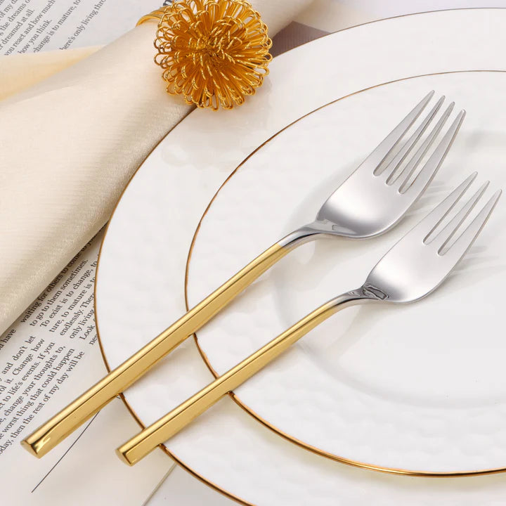 20 pc flatware set - Graduating Gold - Modern Tri-Angled Handl