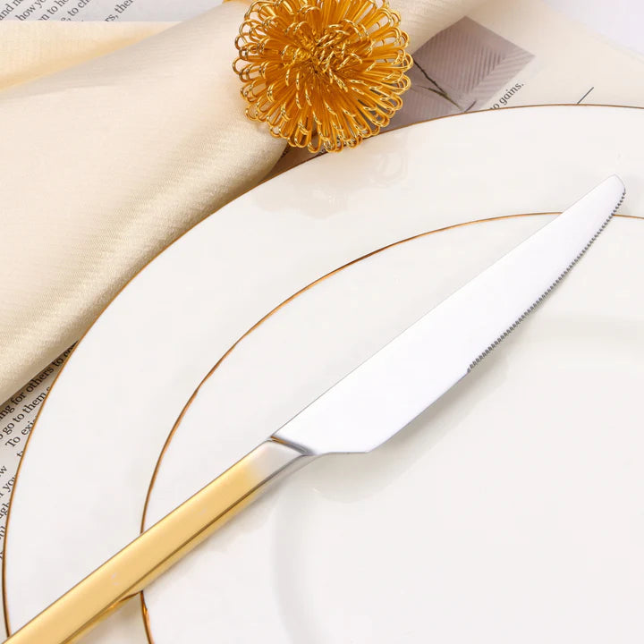 20 pc flatware set - Graduating Gold - Modern Tri-Angled Handl