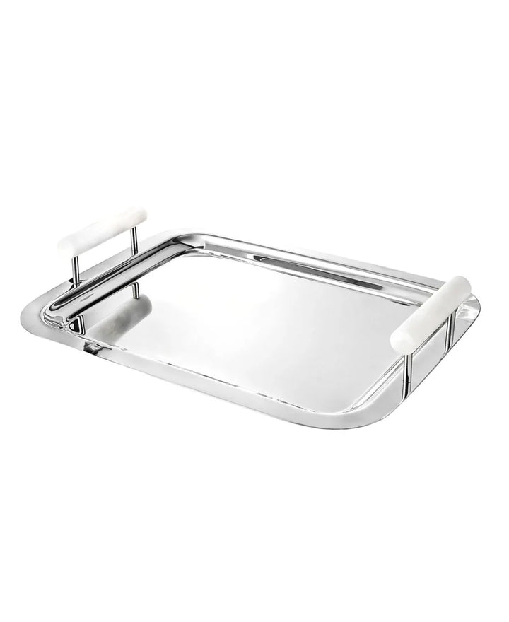 Azure Matte White Resin & Stainless Steel Tray