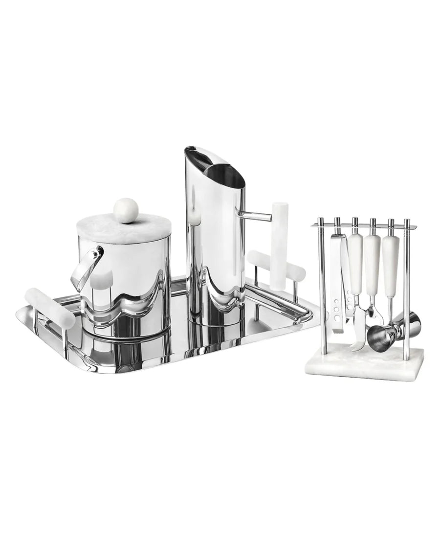 Azure Matte White Resin & Stainless Steel Tray