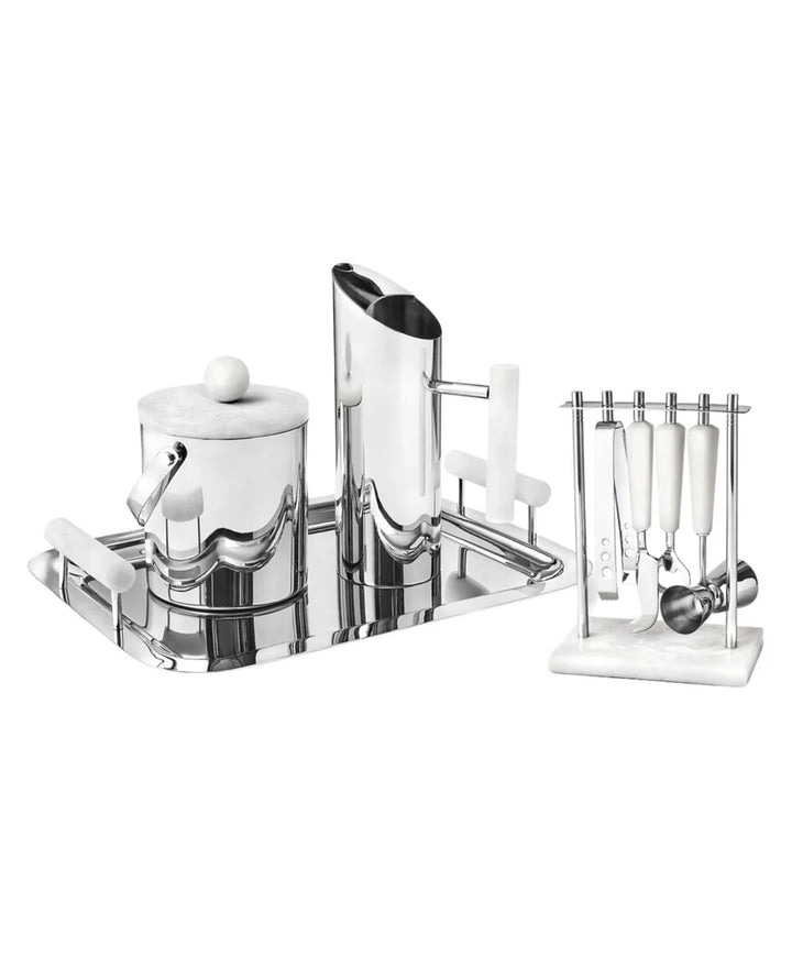 Azure Matte White Resin & Stainless Steel Tray