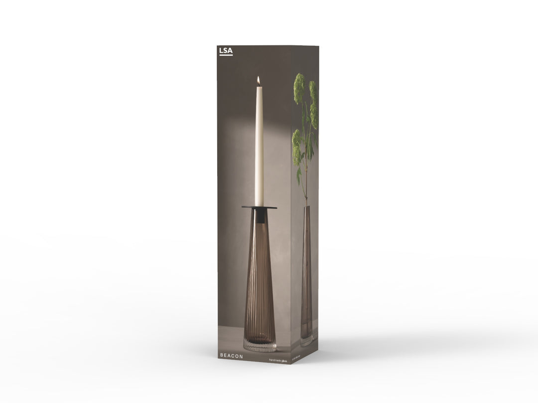 Beacon Candle Holder/Vase H13.5in Taupe/Jet