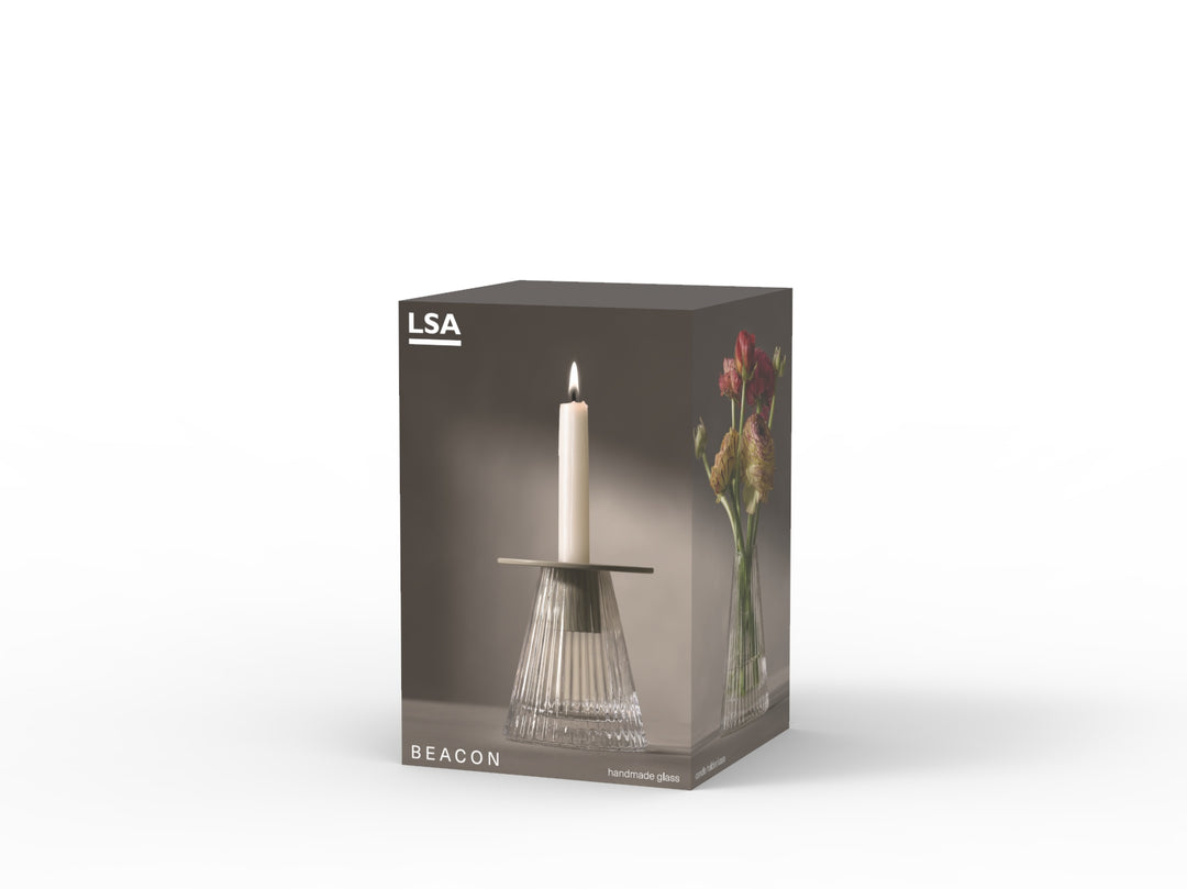 Beacon Lantern/Vase H14cm Clear/Concrete Grey