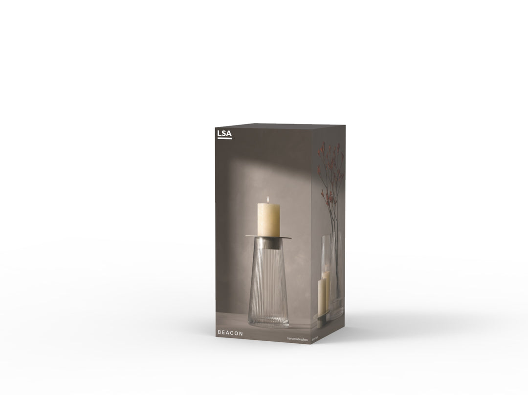 Beacon Lantern/Vase H30cm Clear/Concrete Grey