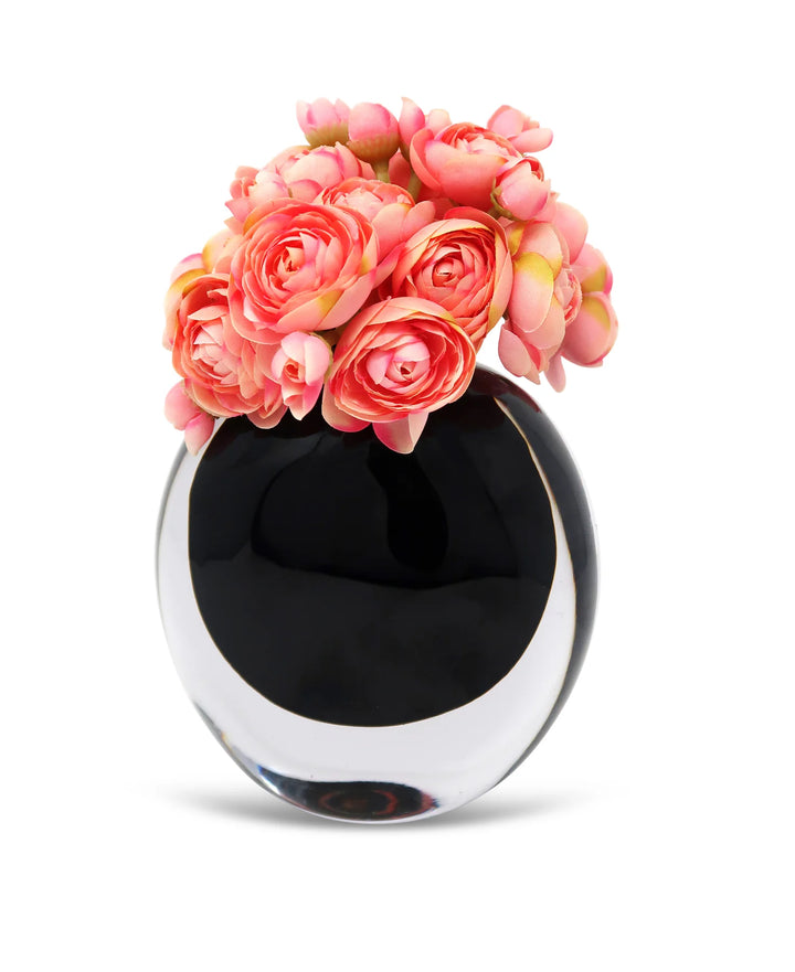 Double Wall Inlay Glass Vase with Pink Flowers