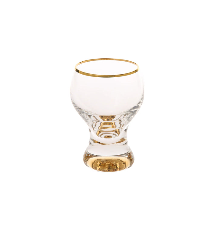 Set of 6 Liquor Glasses with Gold or Silver Stem and Rim