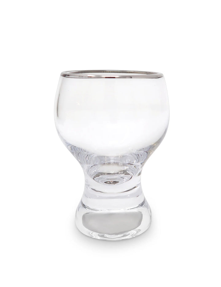 Set of 6 Liquor Glasses with Gold or Silver Stem and Rim