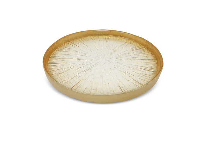 Set of 4 Crystal Glass Plates with Gold Border