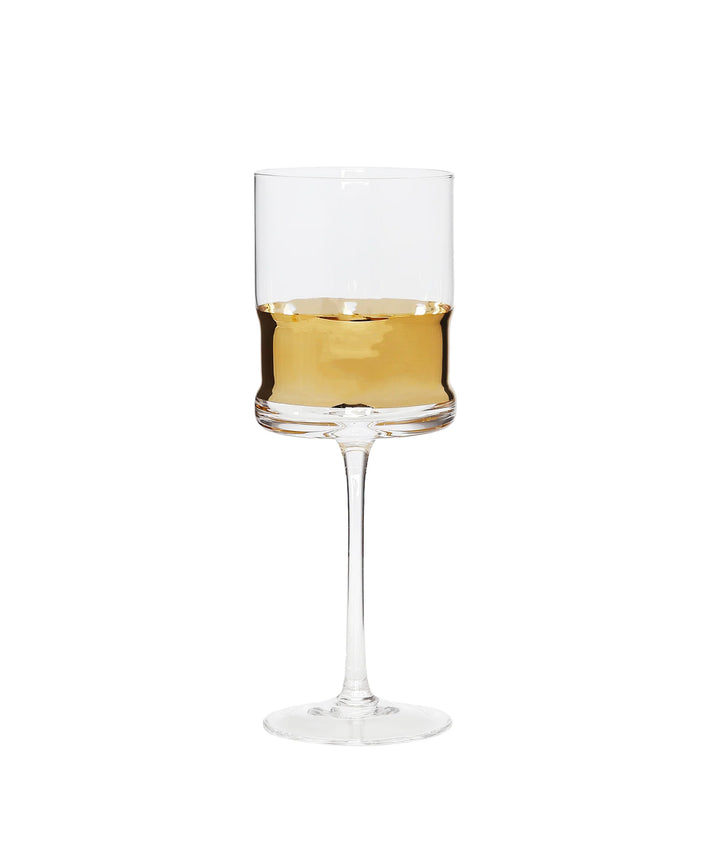 Set of 6 Glasses with Silver/Gold Stripe and Clear Base