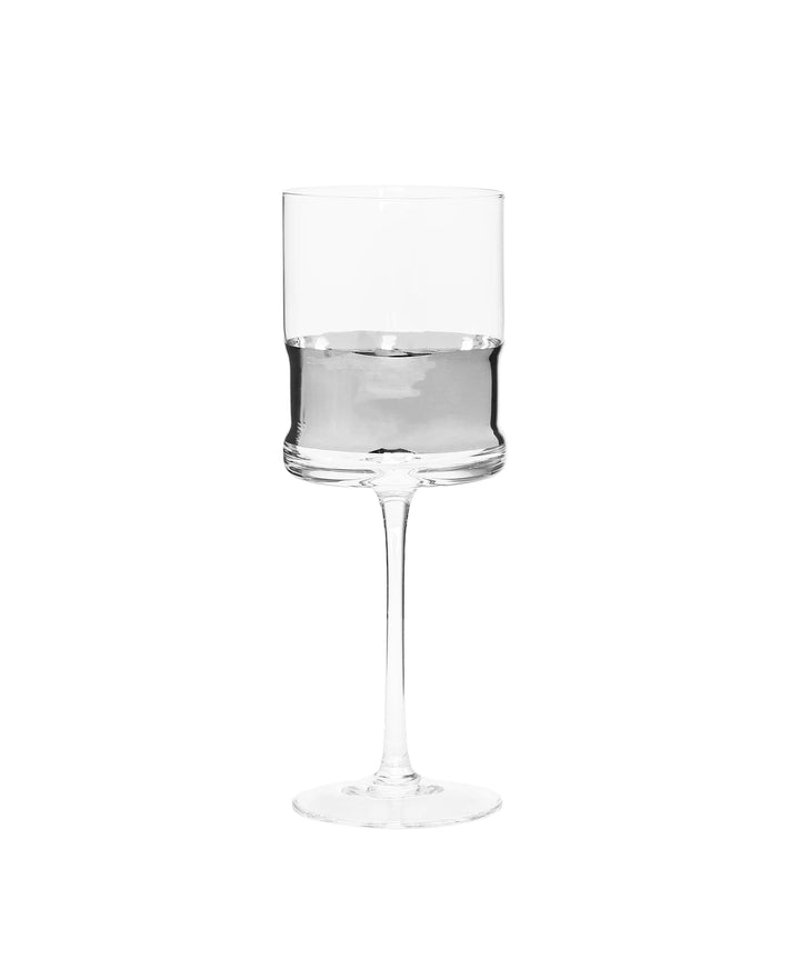 Set of 6 Glasses with Silver/Gold Stripe and Clear Base
