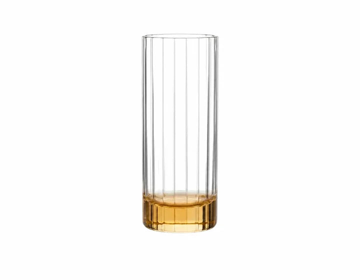 Set of 6 Tumblers with Linear Design and Amber Shade on Bottom